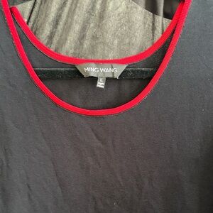 Ming Wang Black Tee with Red Accents